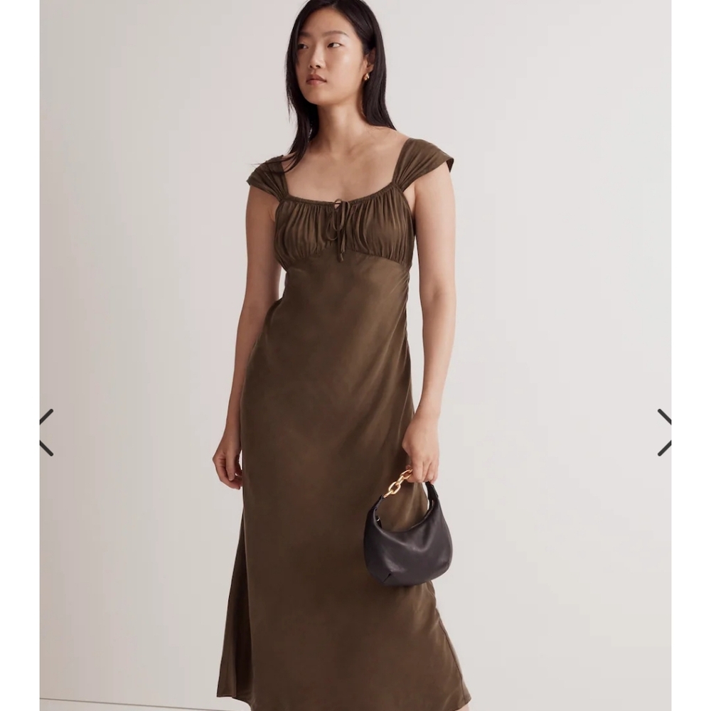 Madewell Square Neck Satin Midi Dress Lilac Purple size 12 NWT